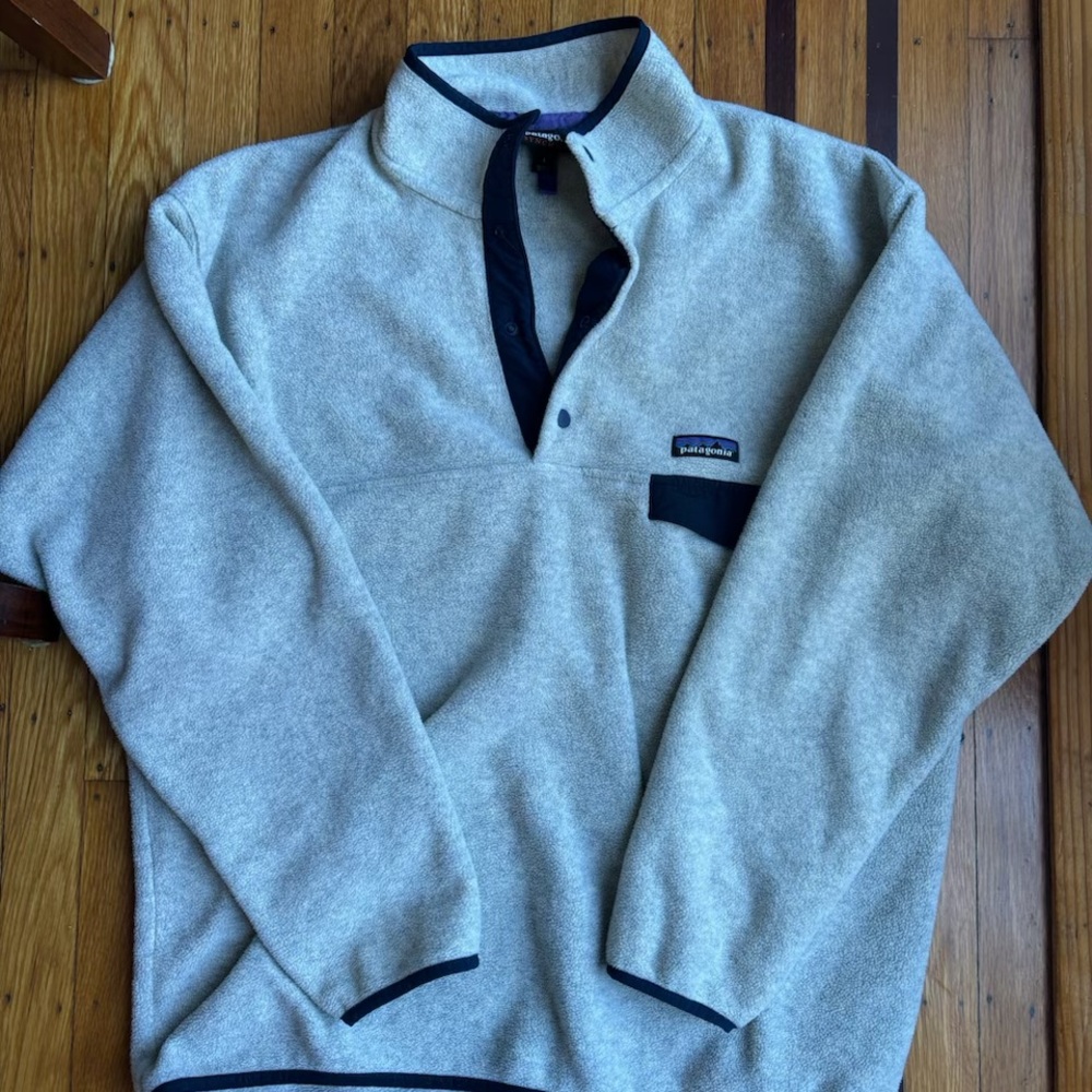 Patagonia Men's Synchilla Oatmeal/Navy Fleece Pullover